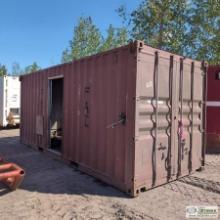 PUMP SHACK, 20FT SHIPPING CONTAINER, CONEX TYPE, STEEL CONSTRUCTION, GORMAN-RUPP PRIME-AIRE SERIES C