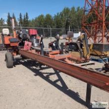 PORTABLE SAW MILL, 2014 WOOD MIZER LT35, KOHLER GAS ENGINE, SINGLE AXLE TRAILER MOUNTED, WITH SPARE