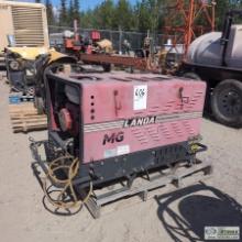 HOT WATER PRESSURE WASHER, LANDA MODEL MG4-20, 8HP HONDA GAS ENGINE, DIESEL FIRED, 115V ELECTRIC BUR