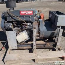MARINE GENERATOR, NORTHERN LIGHTS MODEL M20CRW3.2, 20KW, 4 CYLINDER SHIBAURA DIESEL MOTOR, SKID MOUN