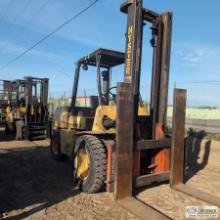 FORKLIFT, 1992 HYSTER H80XL, 7800LB CAPACITY, 169IN LIFT HEIGHT, 4-CYL PERKINS DIESEL, APPROX 45IN L