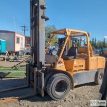 FORKLIFT, HYSTER, 6 CYLINDER LP ENGINE, 60IN FORKS. UNKNOWN MECHANICAL PROBLEMS. TRANSMISSION