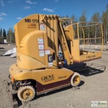 MAN LIFT, 1997 GROVE VM3248E TOUCAN, 24V ELECTRIC, 500LB CAPACITY, 32FT LIFT HEIGHT. UNKNOWN MECHANI