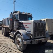 DUMPTRUCK, PETERBUILT 359A, CUMMINS DIESEL ENGINE, FULLER ROADRANGER TRANSMISSON, TANDEM REAR AXELS,