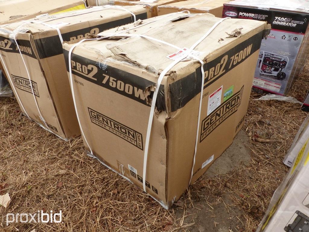 NEW GENTRON 7500 WATT GENERATOR NEW SUPPORT EQUIPMENT powered by gas engine, 13hp, equipped with 750