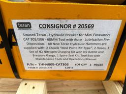 NEW TERAN THH400B HYDRAULIC HAMMER for Mini Excavators CAT 305/306 - 68MM Tool with Auto -