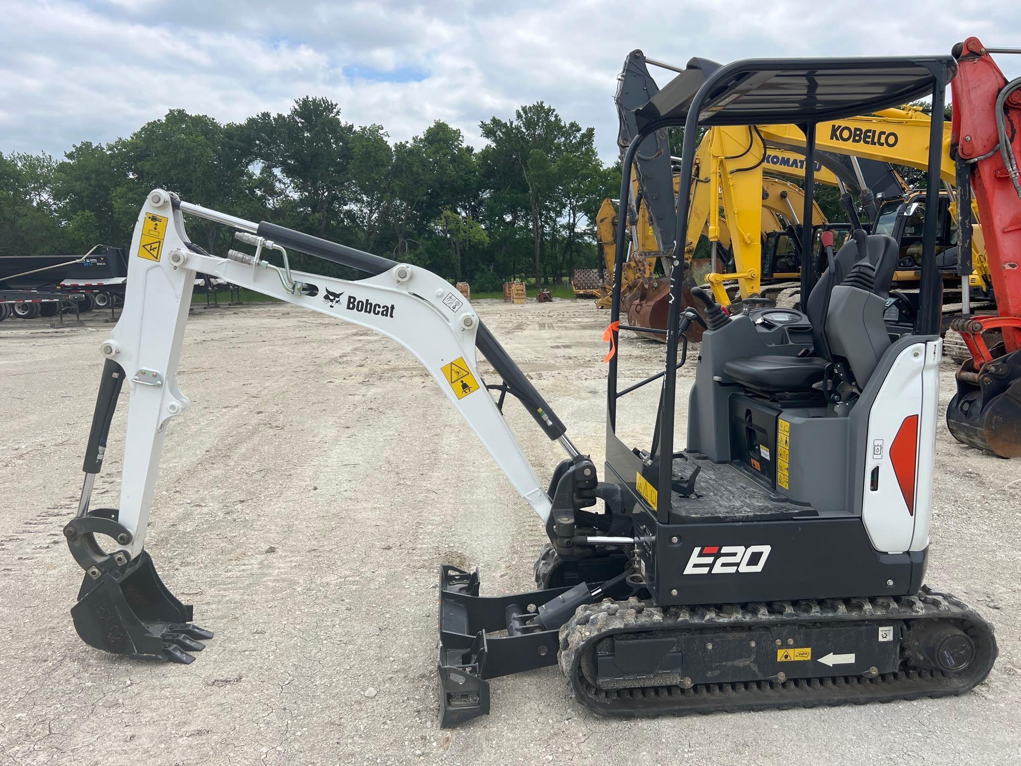 2023 BOBCAT E20 HYDRAULIC EXCAVATOR powered by diesel engine, equipped with OROPS, front blade,