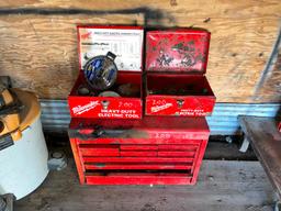 TOOL BOX WITH CONTENTS: MISC TOOLS; BOX WITH HOLE SAWS; BOX OF ALLEN WRENCHES SUPPORT EQUIPMENT