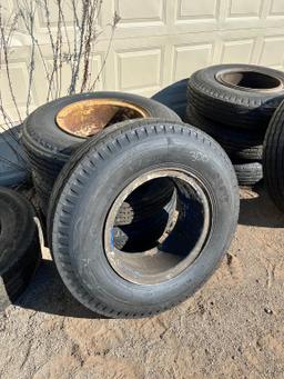 (4) USED 10.00-20 TIRES, MOUNTED TIRES, NEW & USED