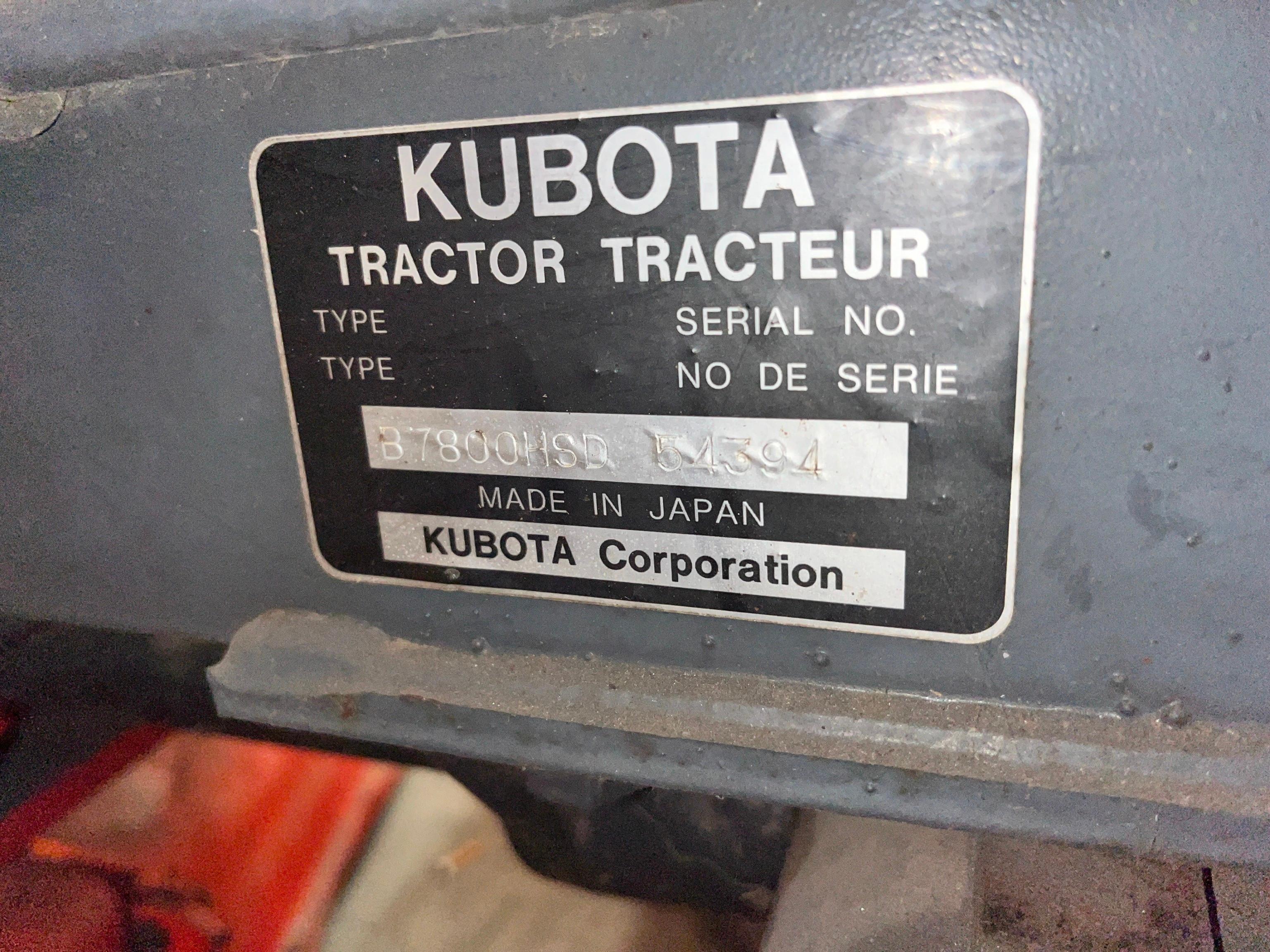 KUBOTA B7800HSD LOADER LANDSCAPE TRACTOR SN:54394 4x4, powered by Kubota diesel engine, equipped