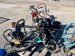 PALLET OF MISC: PRESSURE WASHERS; BICYCLES; TIRES SUPPORT EQUIPMENT