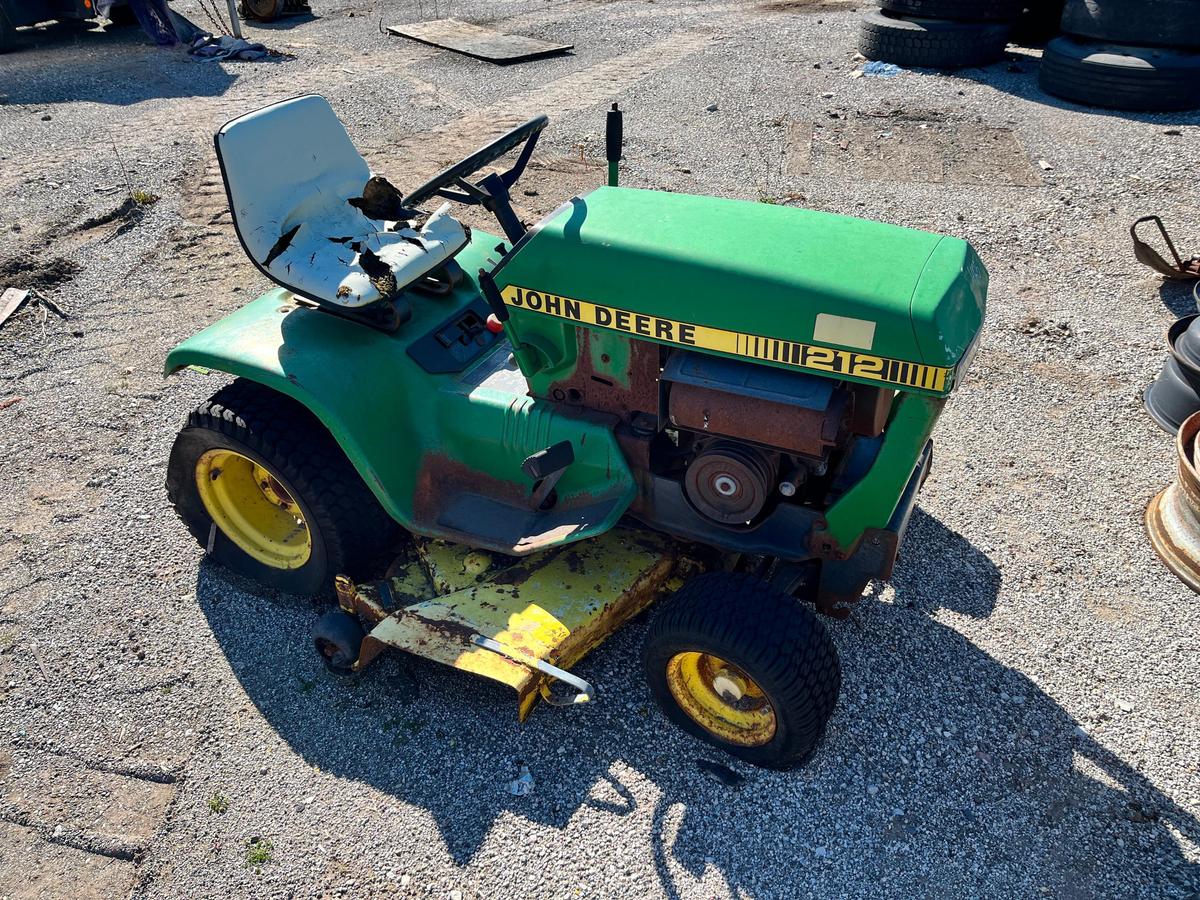 JOHN DEERE 212 LAWN TRACTOR, KOHLER GAS ENGINE, DNR SUPPORT EQUIPMENT