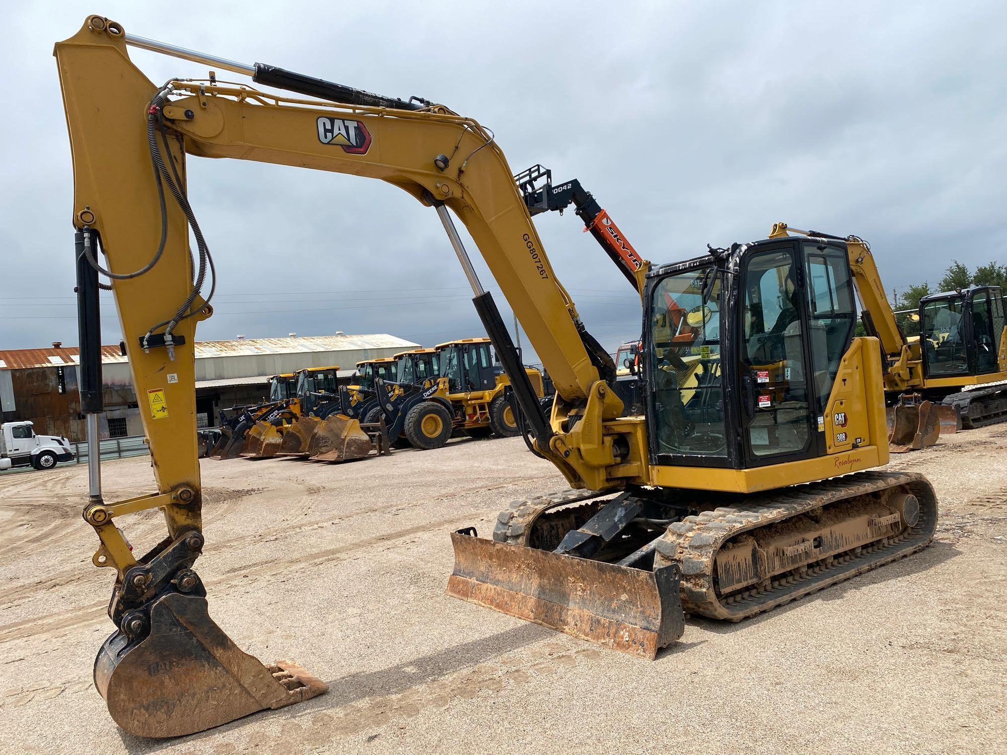 2023 CAT 308CR HYDRAULIC EXCAVATOR SN:807267 owered by Cat C3.3B diesel engine, equipped with Cab,