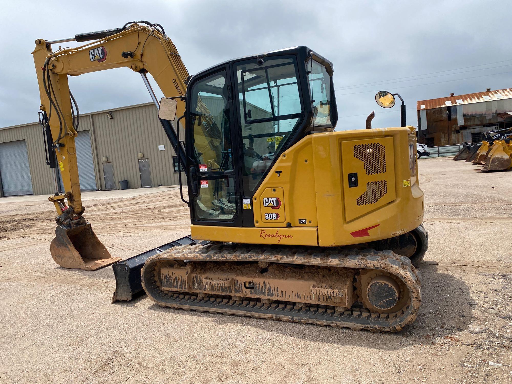 2023 CAT 308CR HYDRAULIC EXCAVATOR SN:807267 owered by Cat C3.3B diesel engine, equipped with Cab,