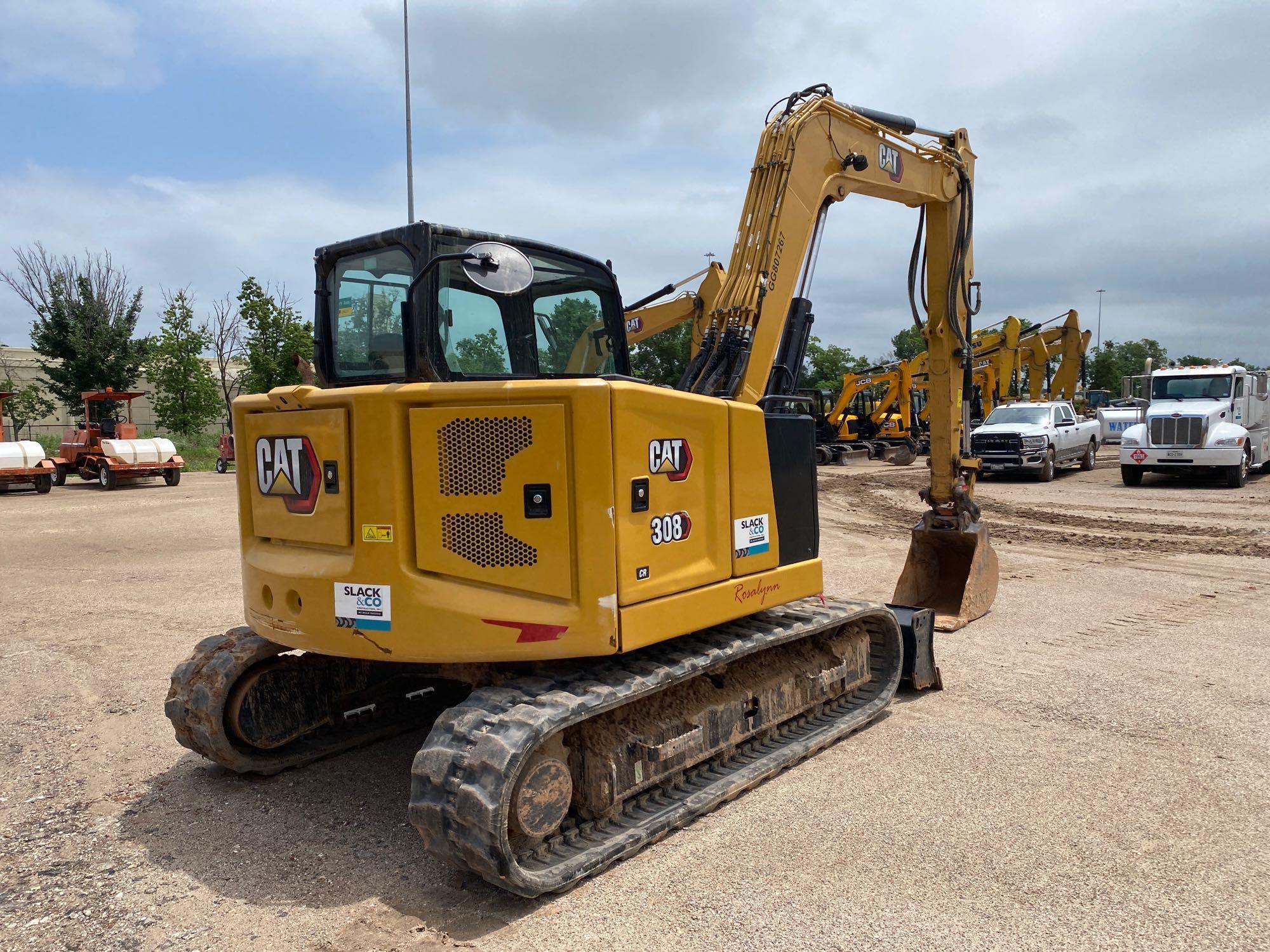 2023 CAT 308CR HYDRAULIC EXCAVATOR SN:807267 owered by Cat C3.3B diesel engine, equipped with Cab,