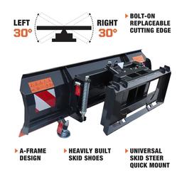 SKID STEER ATTACHMENT NEW TMG Industrial 86'' Skid Steer Dozer Blade/Snow Pusher, 30 Left & Right,