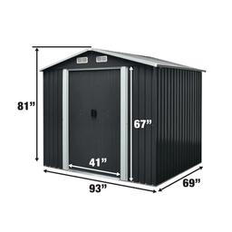 NEW SUPPORT EQUIPMENT NEW TMG Industrial 4' x 8' Bicycle Metal Pent Shed, 29 Gauge Corrugated Metal,