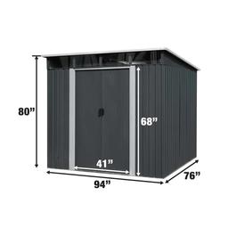 NEW SUPPORT EQUIPMENT NEW TMG 6' x 8' Galvanized Apex Roof Metal Shed, 41'' Sliding Door, 29 GA