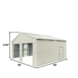 STORAGE BUILDING NEW TMG Industrial 25' x 25' Double Garage Metal Barn Shed with Side Entry Door,