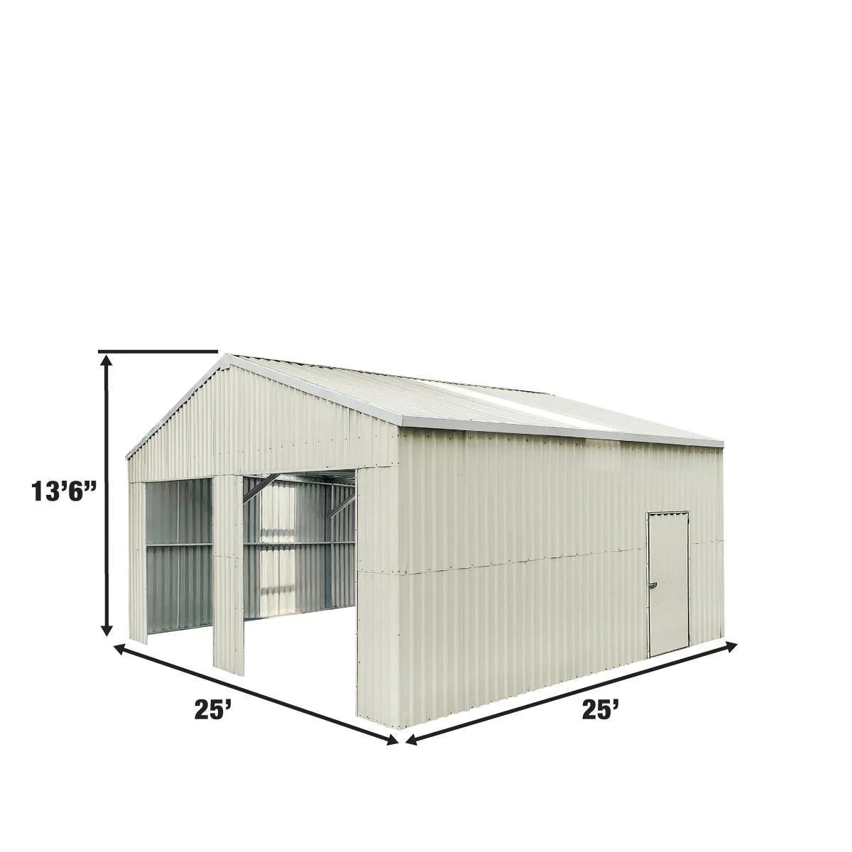 STORAGE BUILDING NEW TMG Industrial 25' x 25' Double Garage Metal Barn Shed with Side Entry Door,