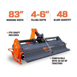 NEW SUPPORT EQUIPMENT NEW TMG Industrial 83'' 3-Point Hitch Commercial Grade Rotary Tiller, 45-80 HP