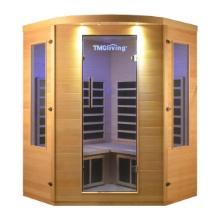 NEW SUPPORT EQUIPMENT NEW TMG LIVING Three Person Corner Indoor Infrared Sauna Room, Natural