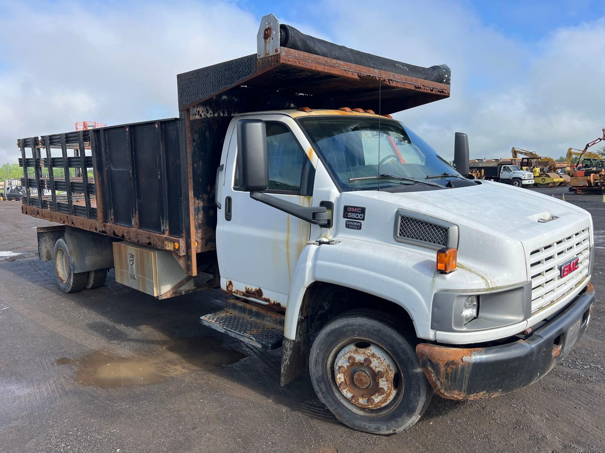 2008 GMC 5500 STAKE TRUCK VN:401229 powered by diesel engine, equipped with power steering, stake