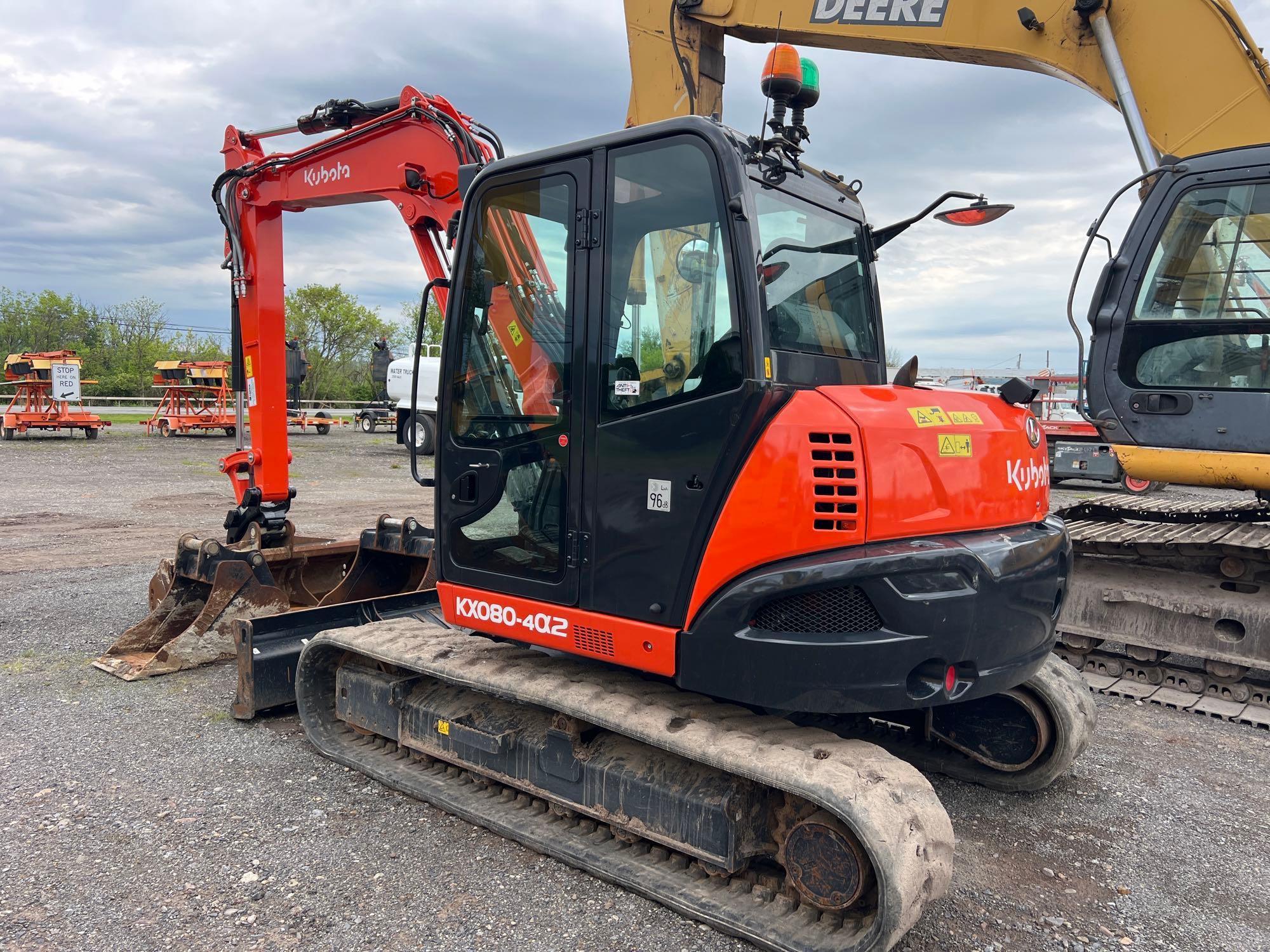 2022 KUBOTA KX80 HYDRAULIC EXCAVATOR SN:77044 powered by diesel engine, equipped with Cab, air,