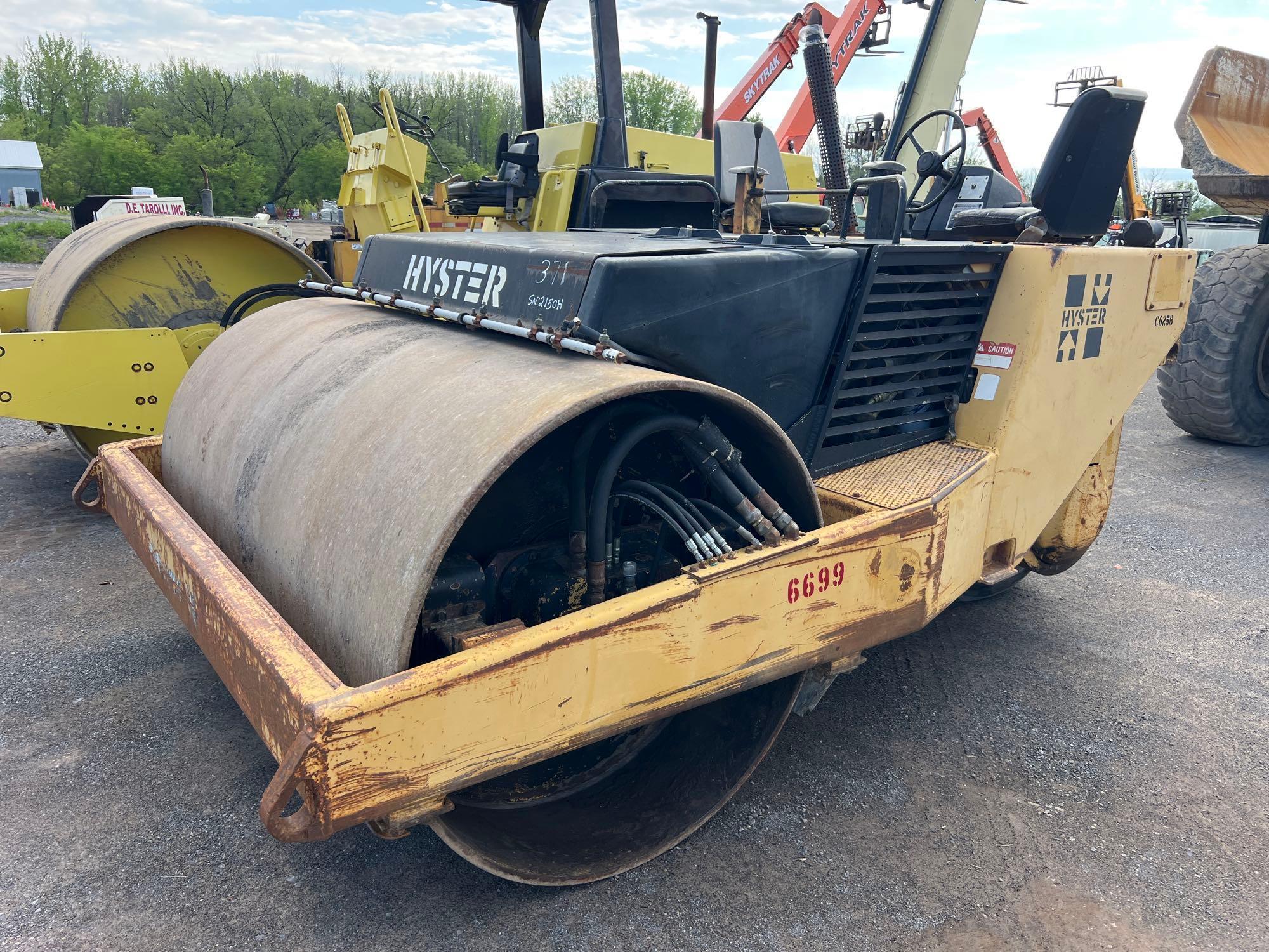 HYSTER VIBRATORY ROLLER SN:B156C2150H powered by diesel engine, equipped with OROPS, 84in. Smooth