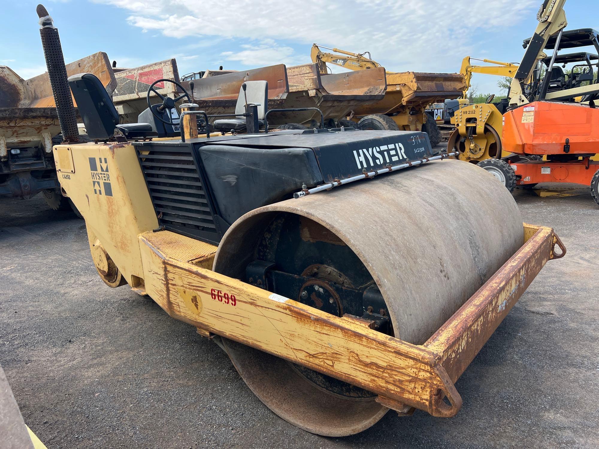 HYSTER VIBRATORY ROLLER SN:B156C2150H powered by diesel engine, equipped with OROPS, 84in. Smooth
