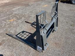 NEW BERLON 48IN. HD STEP THROUGH PALLET FORKS SKID STEER ATTACHMENT 5,500lb capacity.