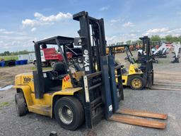 YALE GDP135 FORKLIFT SN:2308D powered by diesel engine, equipped with OROPS, 13,500lb lift capacity.