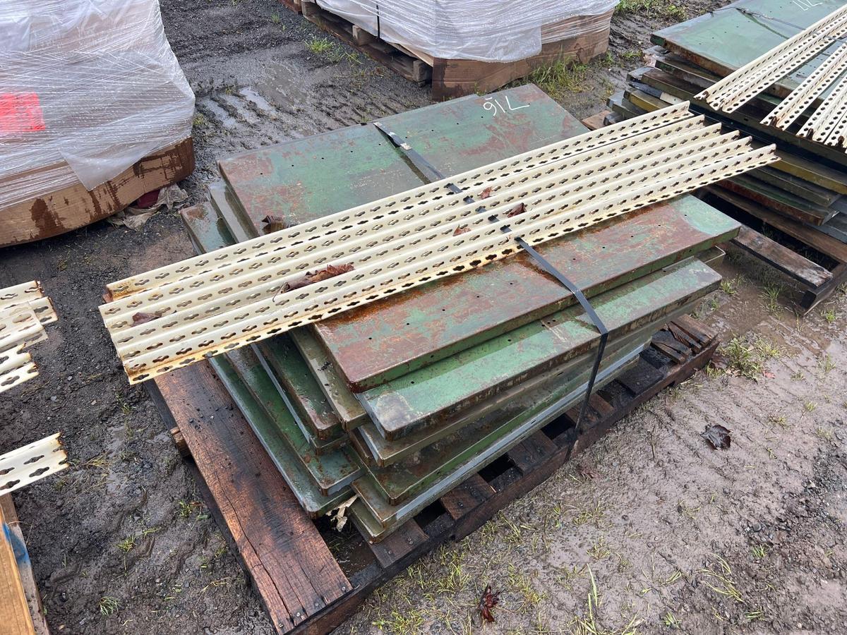 PALLET OF STEEL SHELVING WITH POSTS & HARDWARE SUPPORT EQUIPMENT