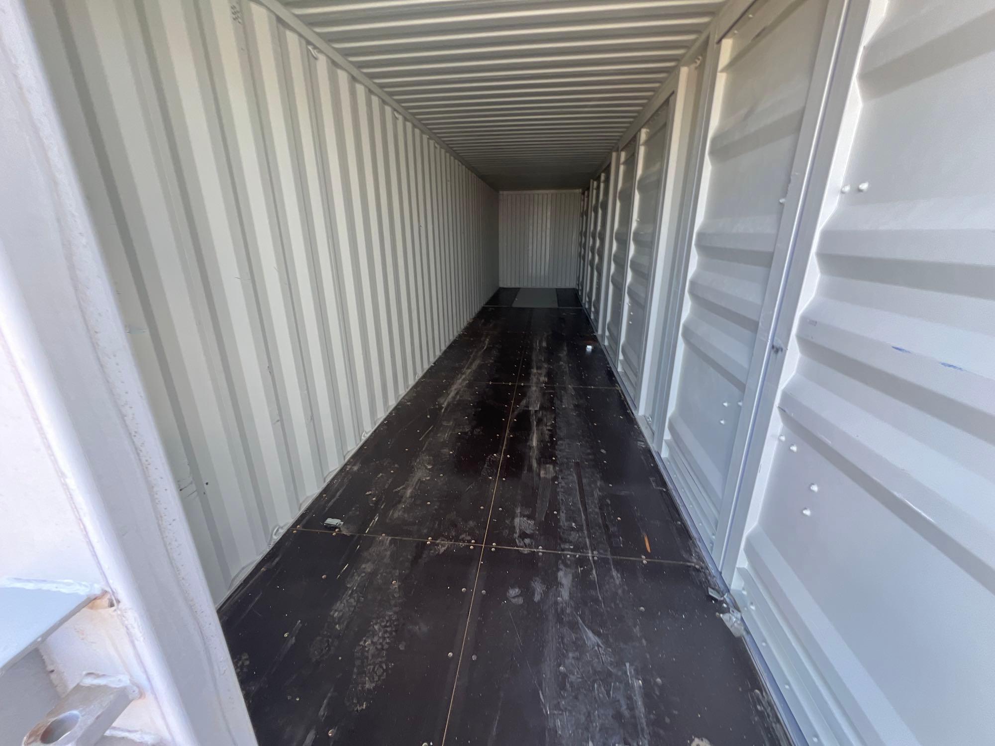 NEW 40FT. HIGH CUBE CONTAINER MULTI-USE CONTAINER Details: Four Side Open Door, one end door, lock