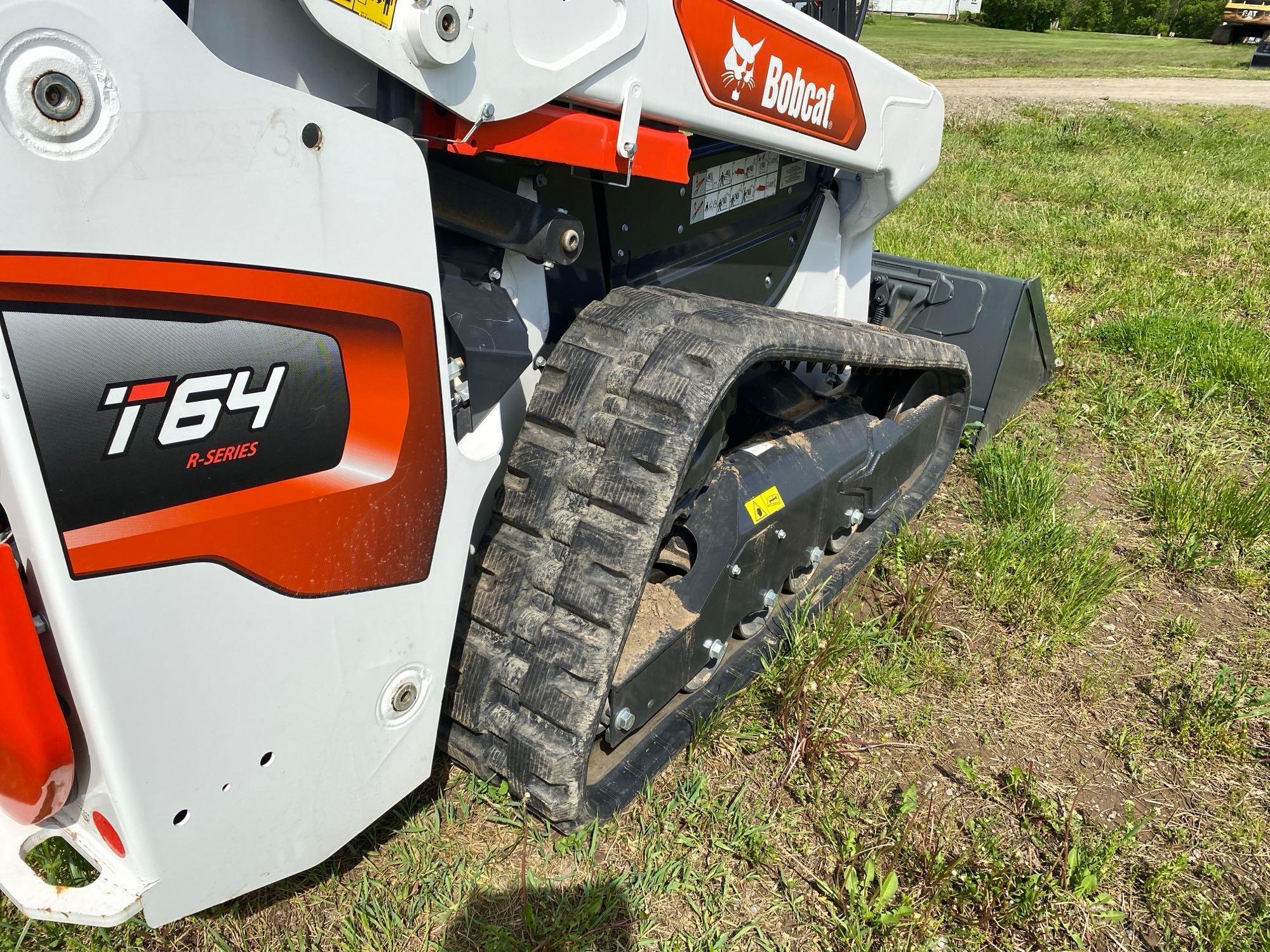 2023 BOBCAT T64 RUBBER TRACKED SKID STEER SN-19207 powered by diesel engine, equipped with rollcage,