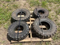 (4) (2) 7.00 X 12 & (2) 6.50 X 9 TIRES FORKLIFT ATTACHMENT