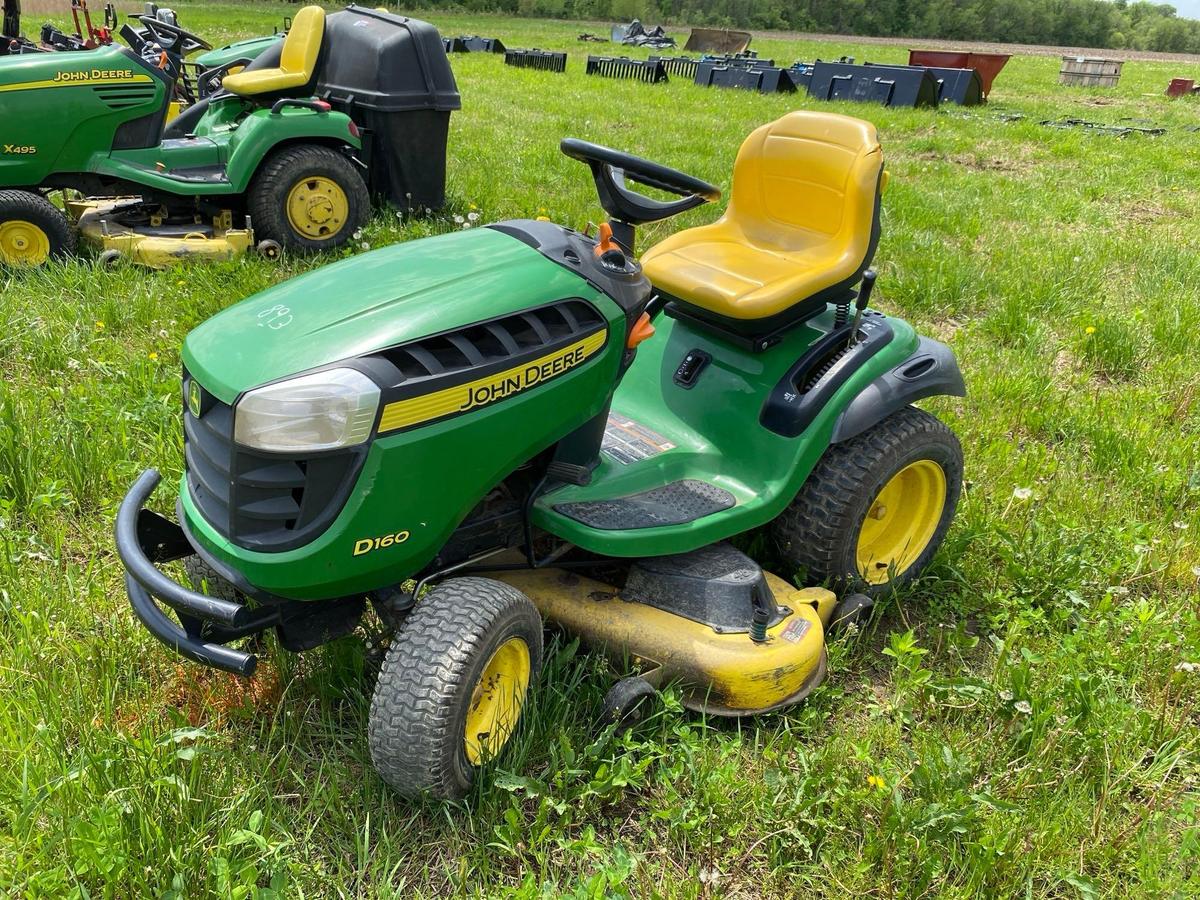 JOHN DEERE D160 LAWN & GARDEN TRACTOR powered by gas engine, equipped with 48in. cutting deck.