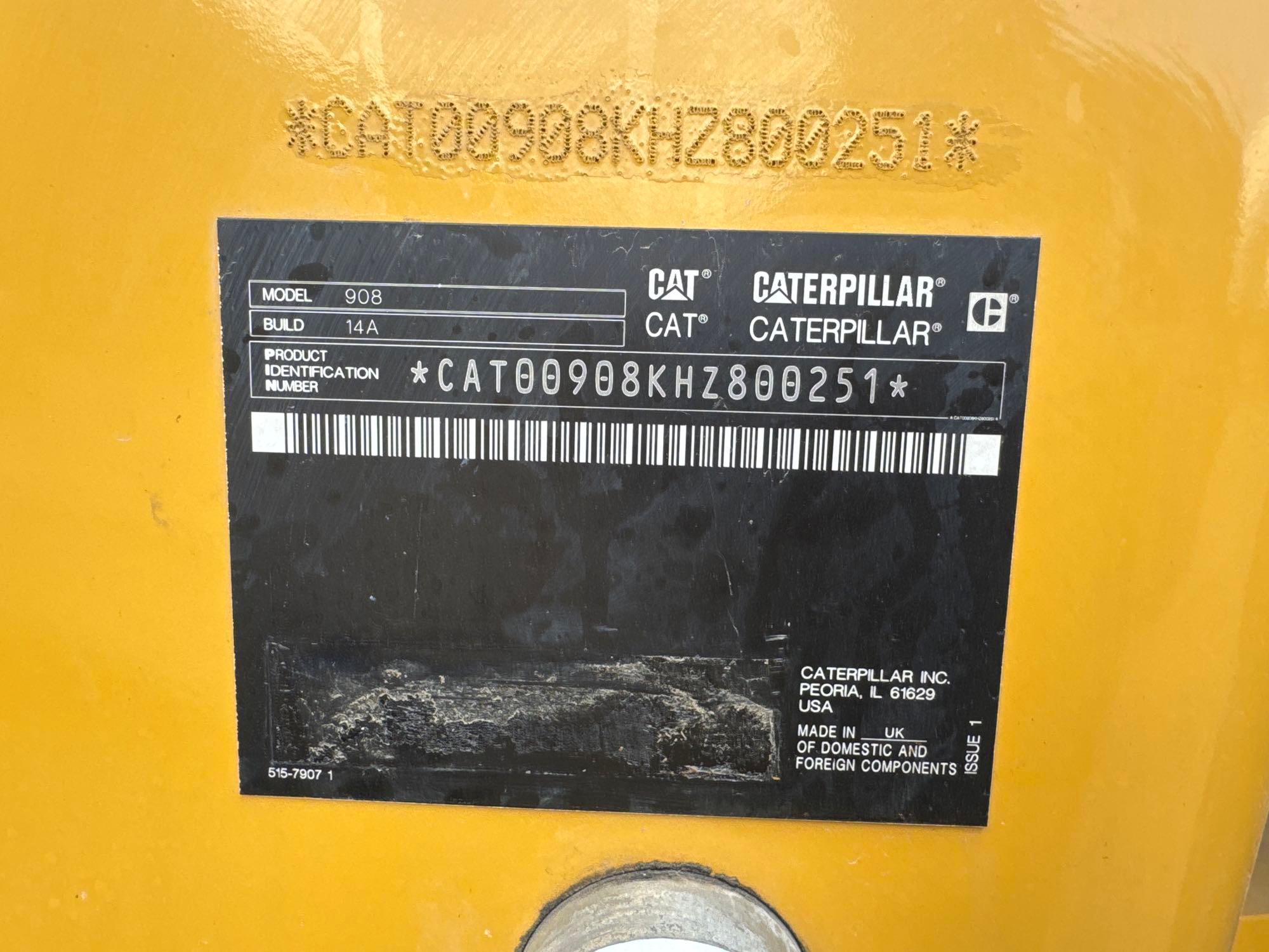 2022 CAT 908 RUBBER TIRED LOADER SN:800251 powered by Cat C2.8 diesel engine, equipped with EROPS,