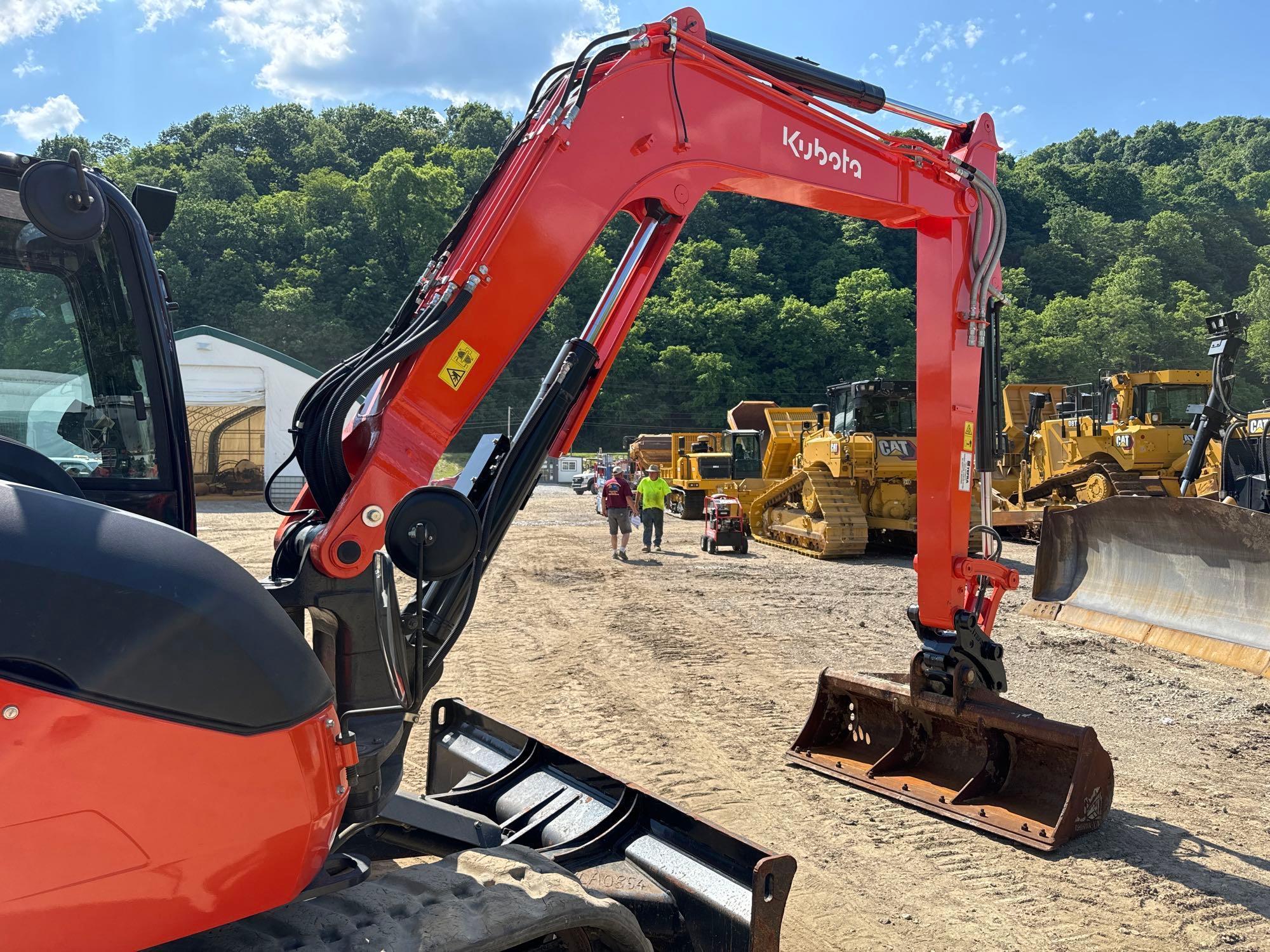 2022 KUBOTA KX80 HYDRAULIC EXCAVATOR SN:77044 powered by diesel engine, equipped with Cab, air,