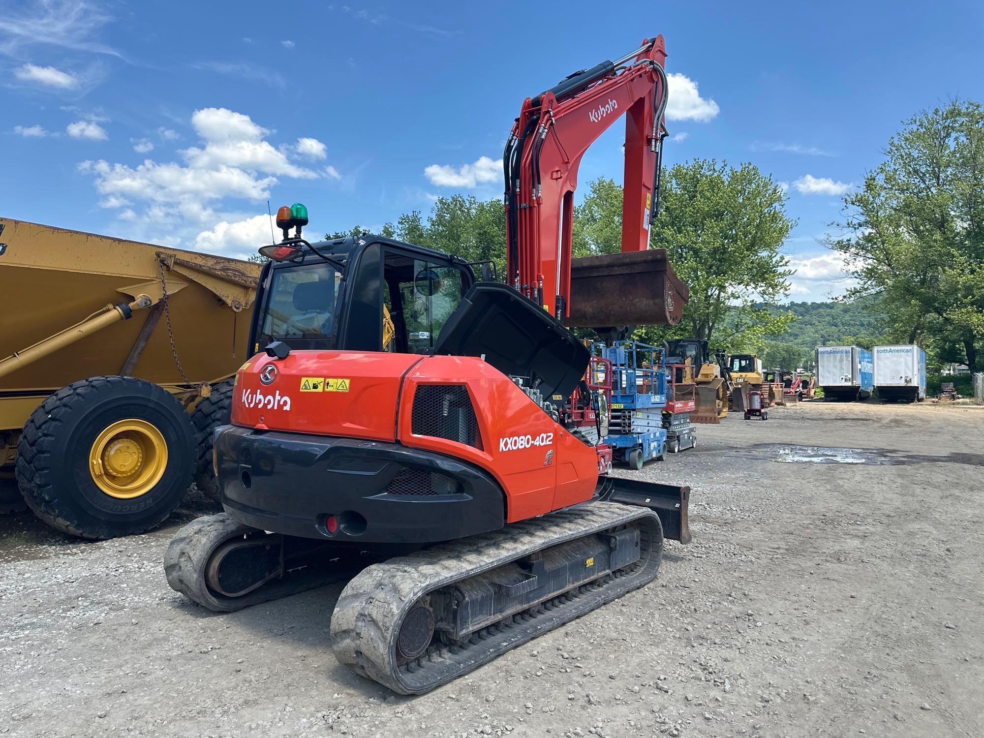 2022 KUBOTA KX80 HYDRAULIC EXCAVATOR SN:77044 powered by diesel engine, equipped with Cab, air,