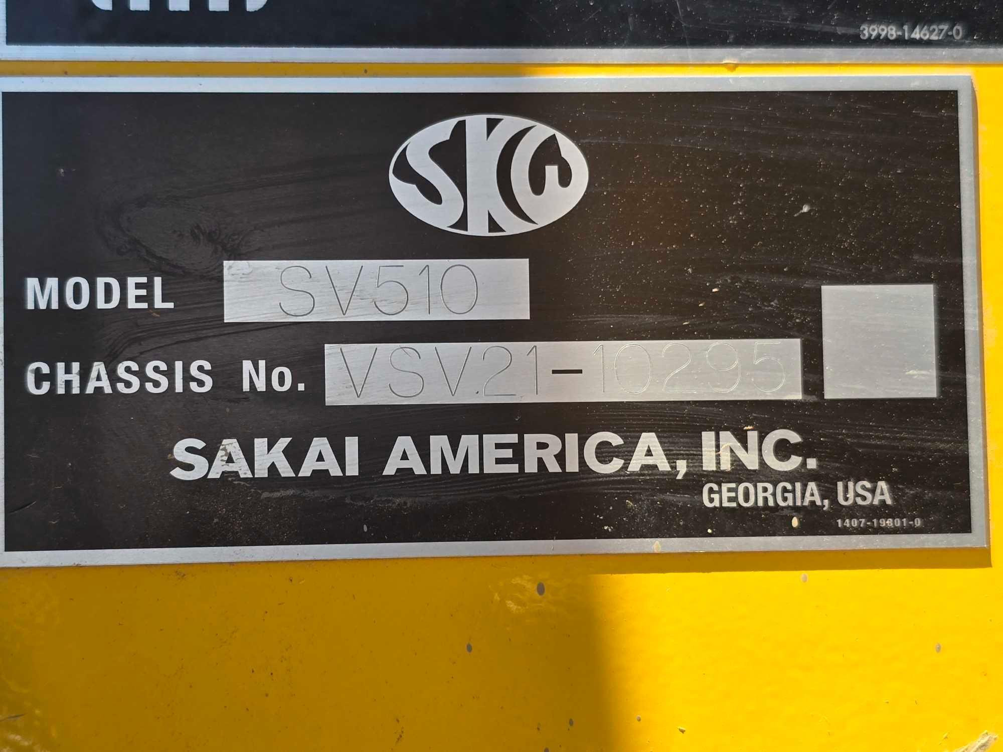 SAKAI SV510TB VIBRATORY ROLLER SN:VSV21-10295 powered by diesel engine, equipped with EROPS, 84in.