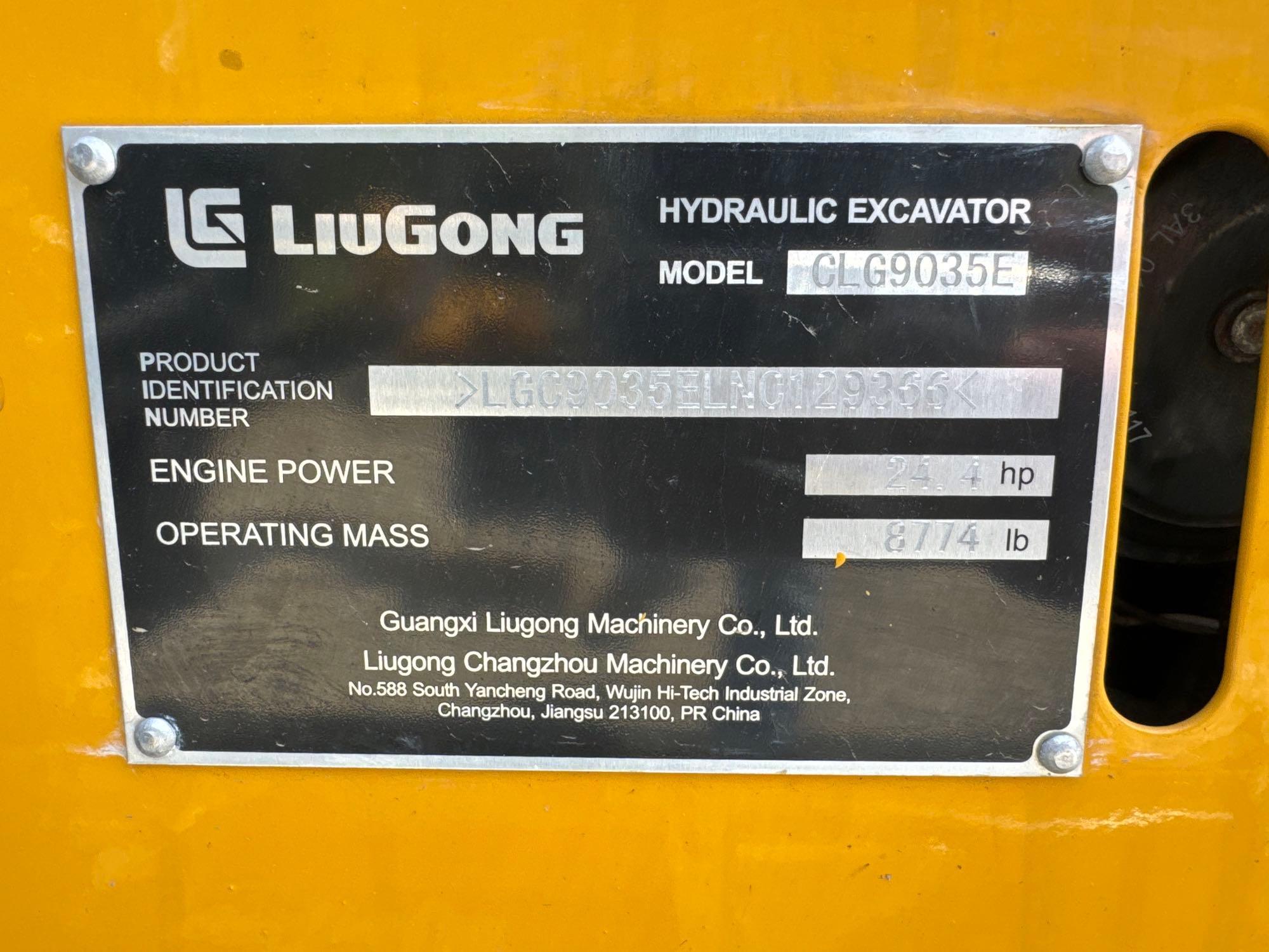 NEW UNUSED LIUGONG 9035E HYDRAULIC EXCAVATOR SN-129366, powered by Yanmar diesel engine, 25hp,