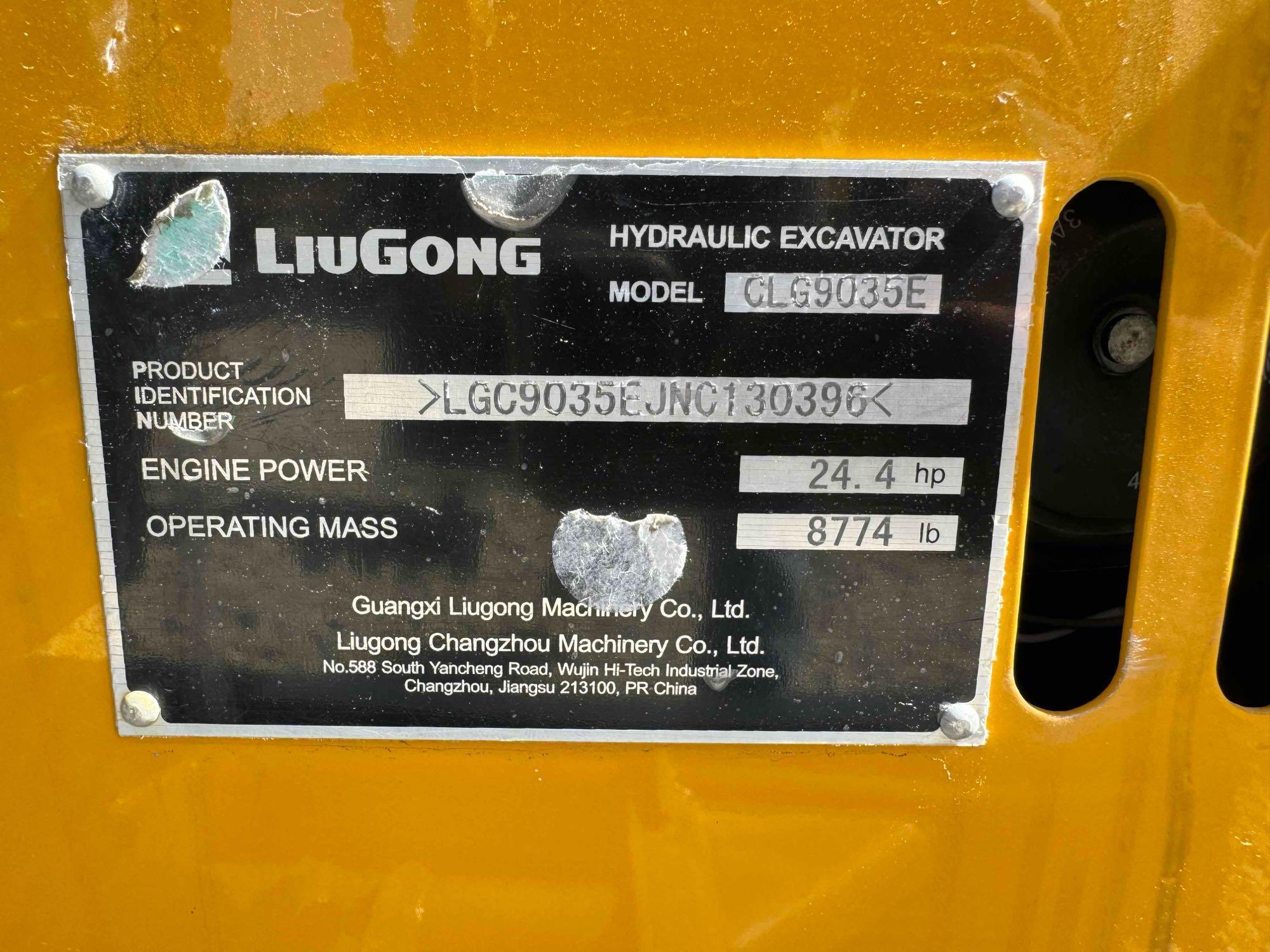 NEW UNUSED LIUGONG 9035E HYDRAULIC EXCAVATOR SN-130396, powered by Yanmar diesel engine, 25hp,