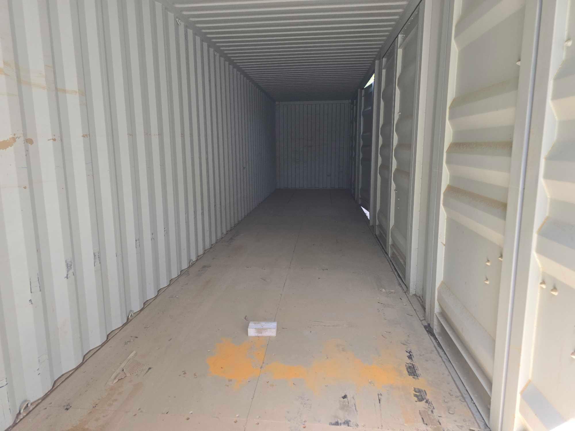 NEW 40FT. HIGH CUBE CONTAINER MULTI-USE CONTAINER Details: Four Side Open Door, one end door, lock