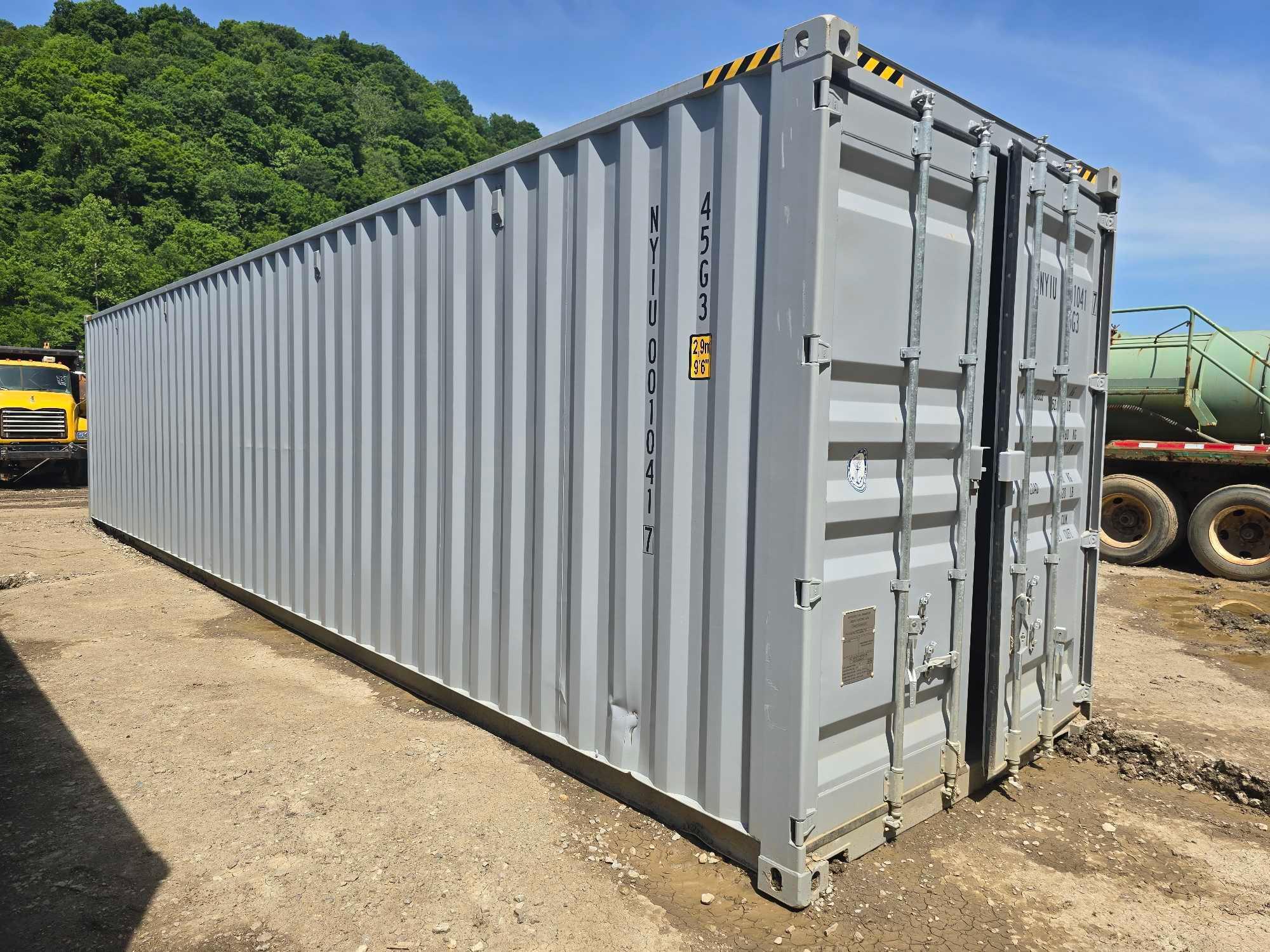 NEW 40FT. HIGH CUBE CONTAINER MULTI-USE CONTAINER Details: Four Side Open Door, one end door, lock