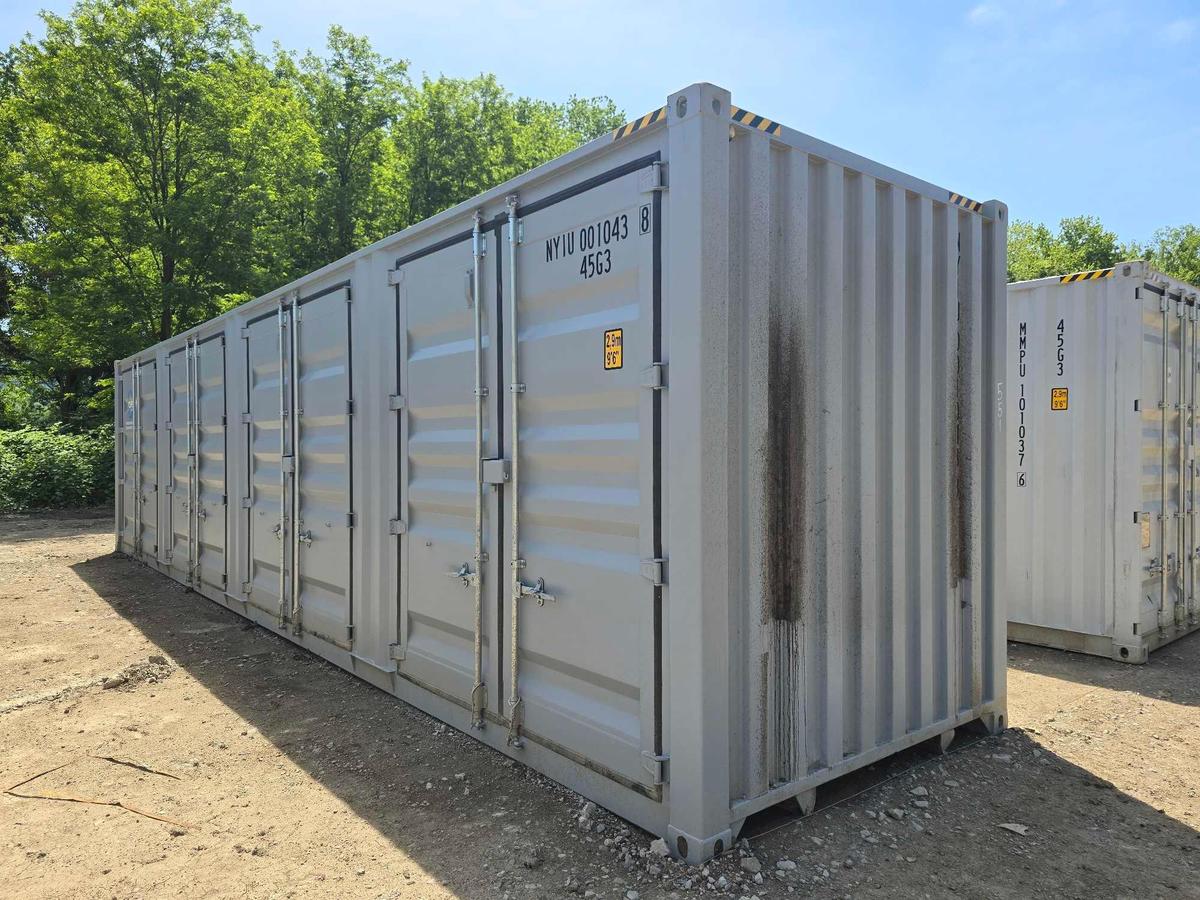 NEW 40FT. HIGH CUBE CONTAINER MULTI-USE CONTAINER Details: Four Side Open Door, one end door, lock