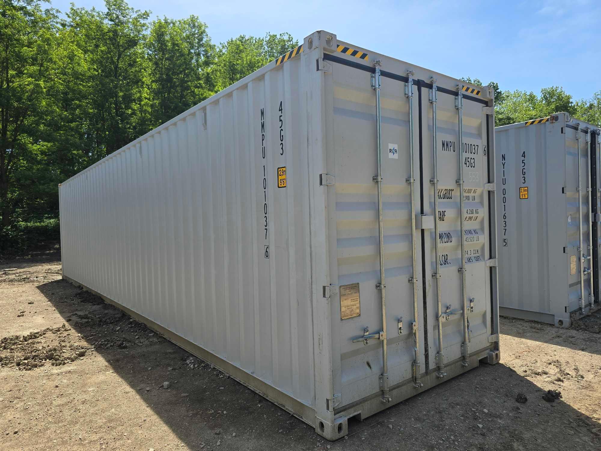 NEW 40FT. HIGH CUBE CONTAINER MULTI-USE CONTAINER Details: Four Side Open Door, one end door, lock