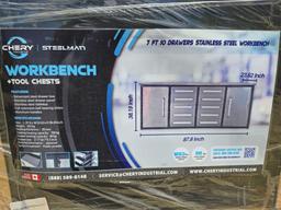 NEW STEELMAN 7FT. WORKBENCH W/ 10-DRAWERS & 2 CABINETS NEW SUPPORT EQUIPMENT