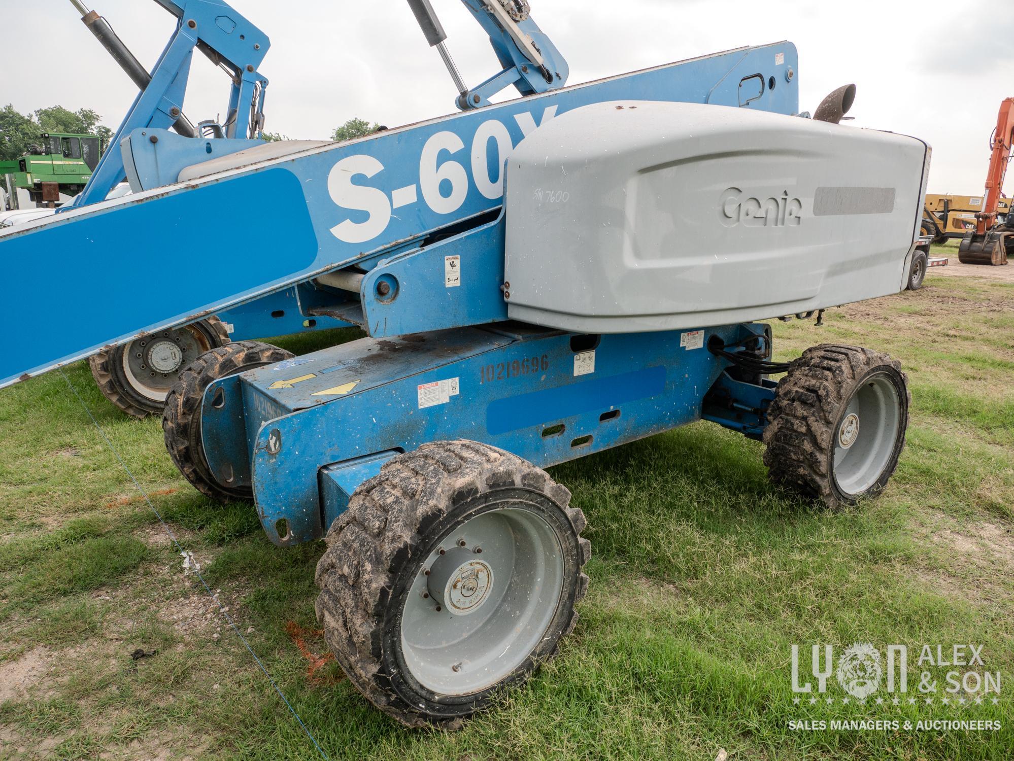2014 GENIE S-60X BOOM LIFT SN:S60X14A-27600 4x4, powered by diesel engine, equipped with 60ft.