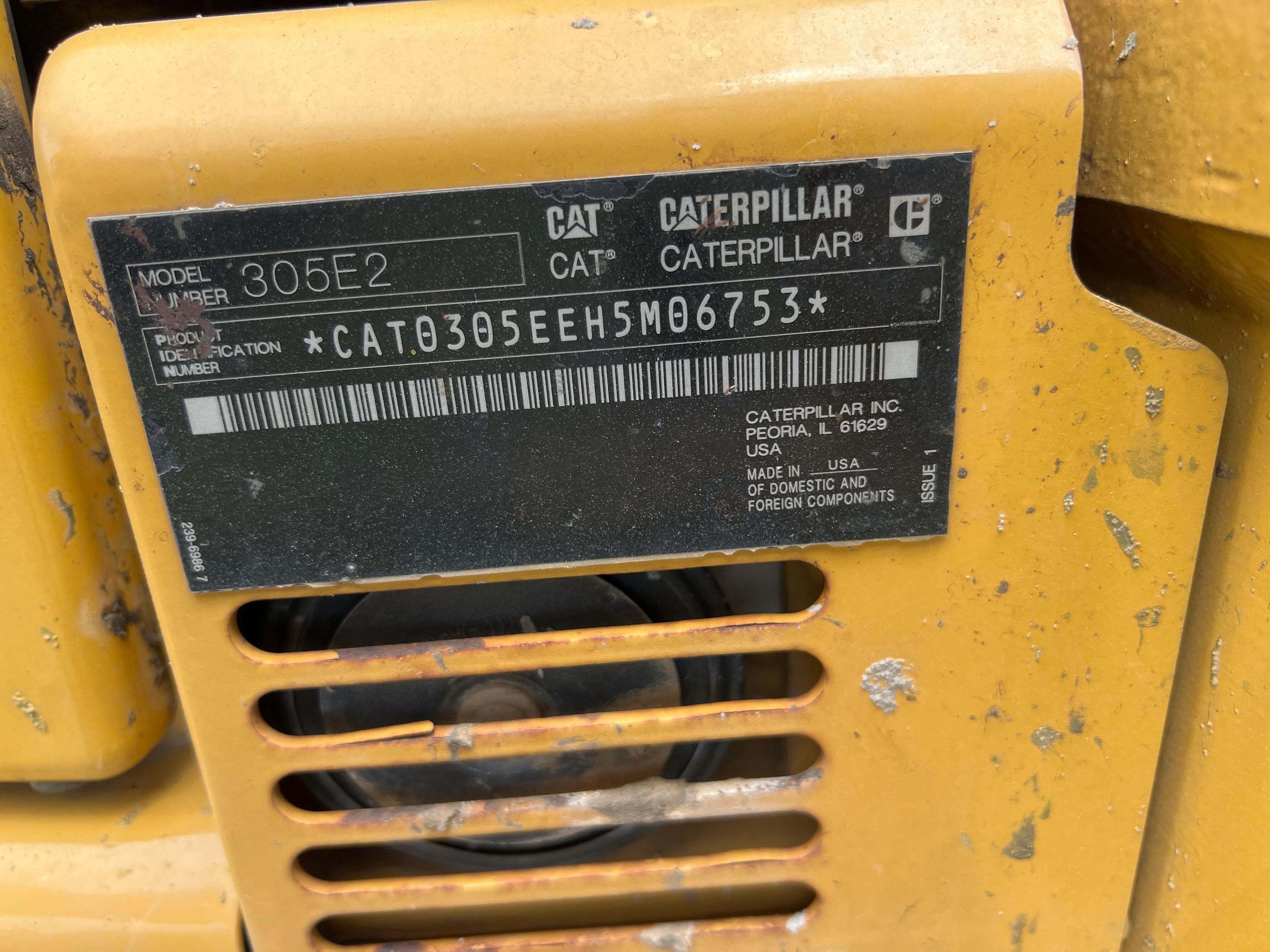 2018 CAT 305E2CR HYDRAULIC EXCAVATOR SN:H5M06753 powered by Cat diesel engine, equipped with OROPS,
